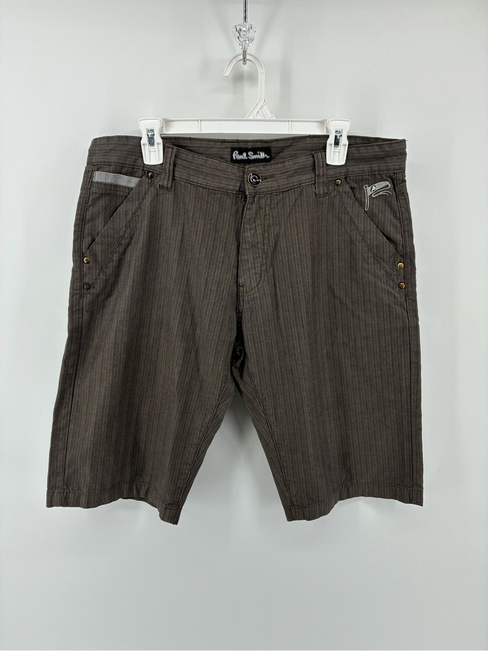 Paul Smith Men’s Brown Pinstripe Casual Shorts